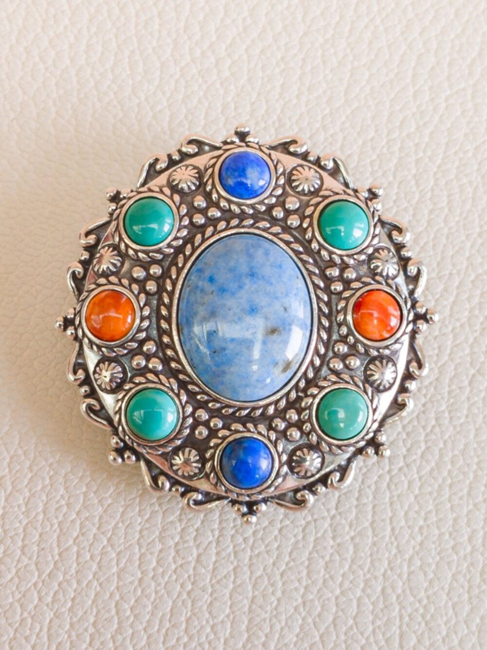 Carolyn Pollack Relios Sterling Silver Multi-Stone Pendant Brooch